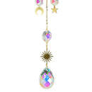 Metallic Hoop Moon Sun Crystal Pendant Wind Chime Hanging Drop Garden Decoration