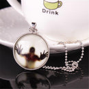 Fashion Women Men Luminous Halloween Pattern Pendant Chain Necklace (A)