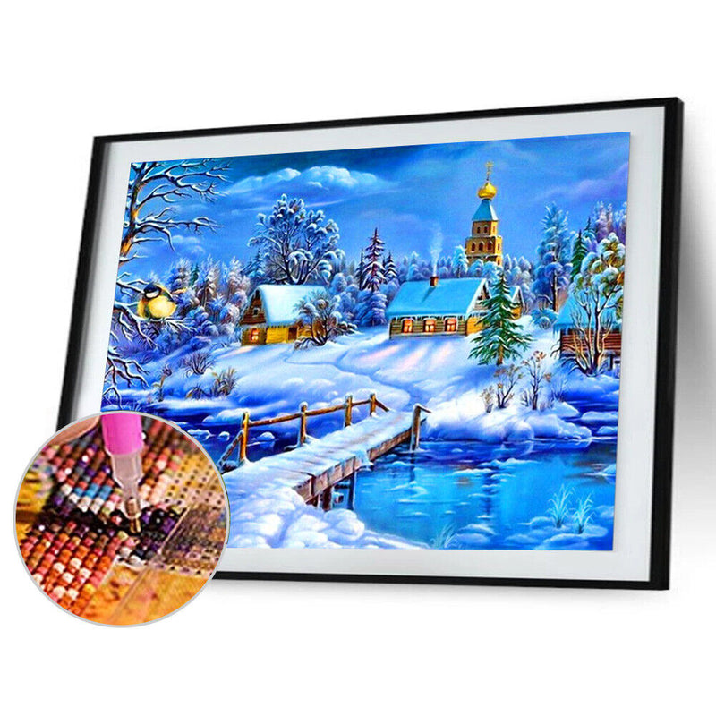 5D DIY Diamond Painting Snow View Cross Stitch Embroidery Rhinestones Kits Newly