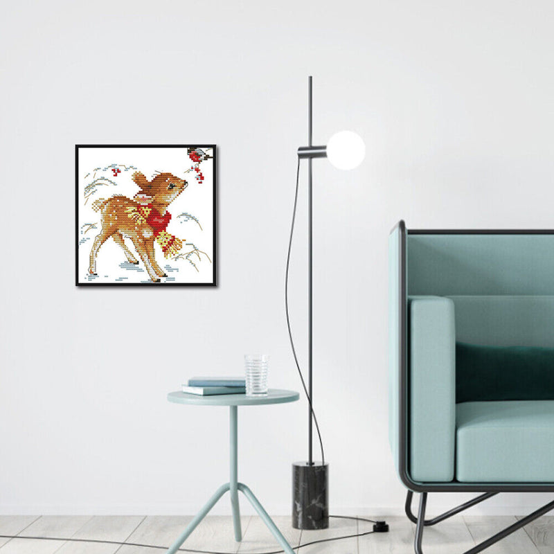 14CT Printed Partial Cross Stitch Handcraft Little Deer Artwork Wall Decor
