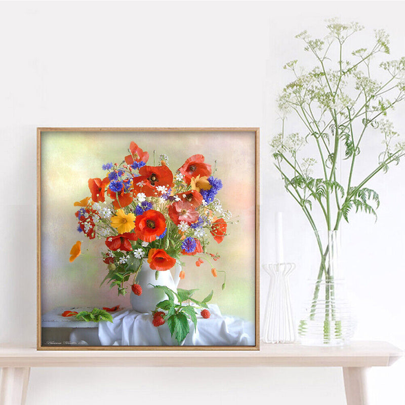 Rhinestone Diamond Painting DIY Flowers Vase Mosaic Picture Craft Wall Poster