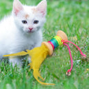 Cat Wooden Rolling Bell Color Feather Sounding Kitten Pet Palying Partner Random