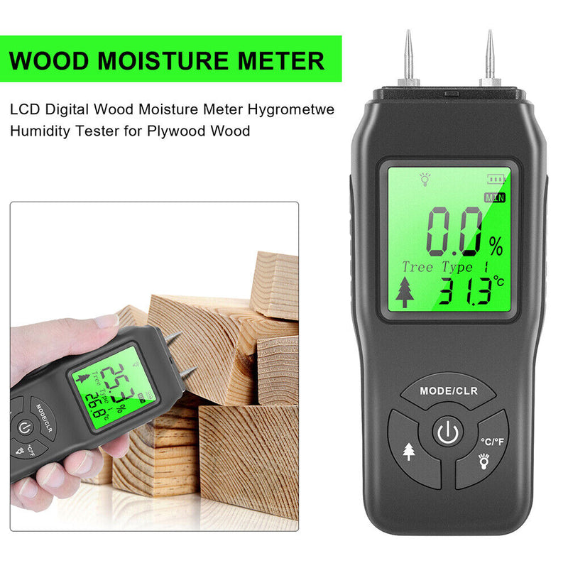 Portable Wood Moisture Meter Digital LCD Display Paper Humidity Tester