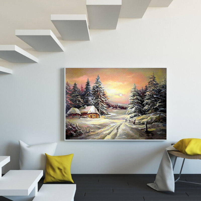 Sunset Cottage Oil Paint By Numbers DIY Handpainted on Canvas Wall Art Picture