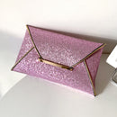 Women PU Evening Bag Solid Sequins Envelope Zipper Handbag Ladies Wedding Purse