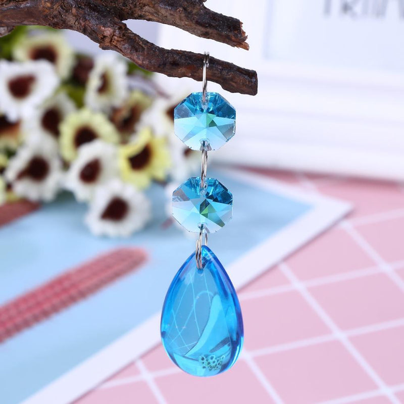 Stainless Steel Ring Door String Tassel Crystal Glass Curtain (Royal Blue) Newly