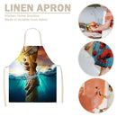 Linen Fabric Apron Oil-Proof Saving Hanging Neck Aprons for Kitchen Cooking