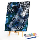 Oil Paint by Numbers Cute Leopard Canvas Artwork Living Room Picture Decoration