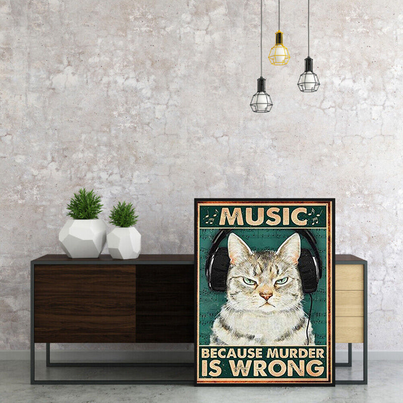 Retro Cat Poster Frameless Picture Oil Paint By Numbers Hand Painted Picture
