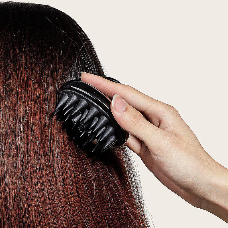 Silicone Head Body Massage Brush Hair Washing Clean Comb Hair Care (Black) Newly