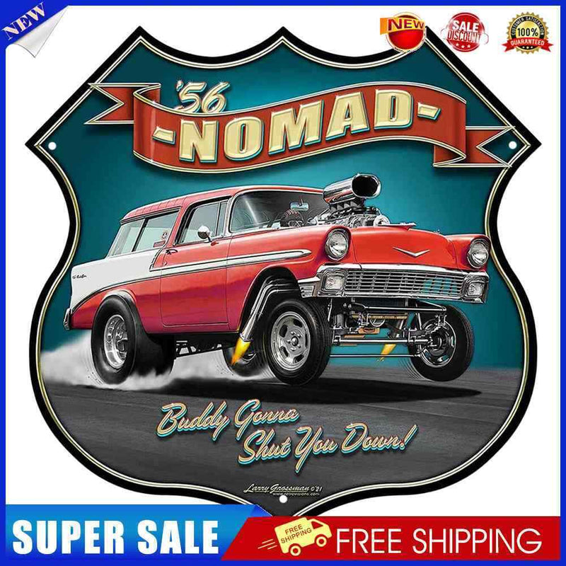 Nomad Car Shield Shape Plate Metal Tin Sign Plaque for Bar Pub Club Cafe