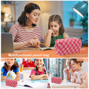 #A Pencil Case Large Capacity Cosmetics Brushes Pen Pouch Toiletry Bags (Plaid)