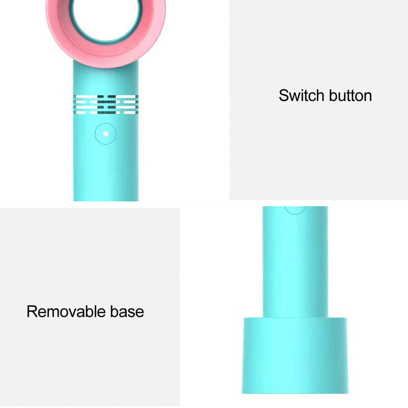 Portable Bladeless Cooling Fan Summer Personal Handheld Desktop Fan (Blue)