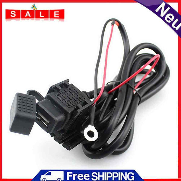 Universal Motorcycle Motorbike 2.1A USB Charger with Inline Fuse for Cell Phone
