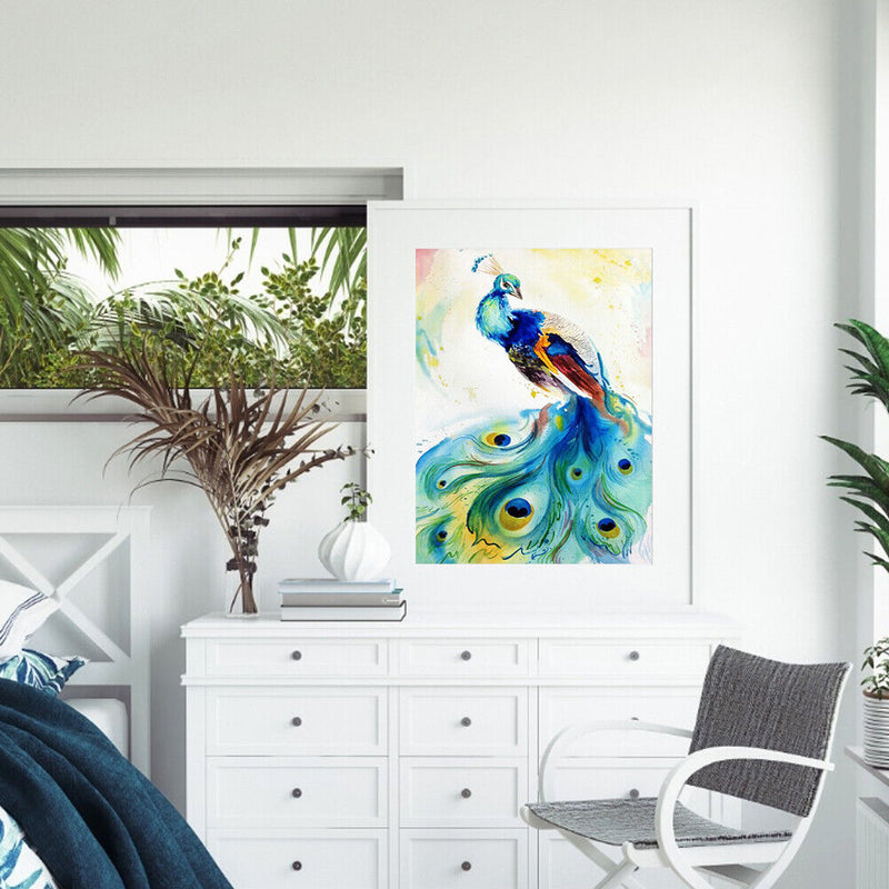 Peacock Oil Paint By Numbers Set Canvas Drawing DIY Coloring Picture Kits