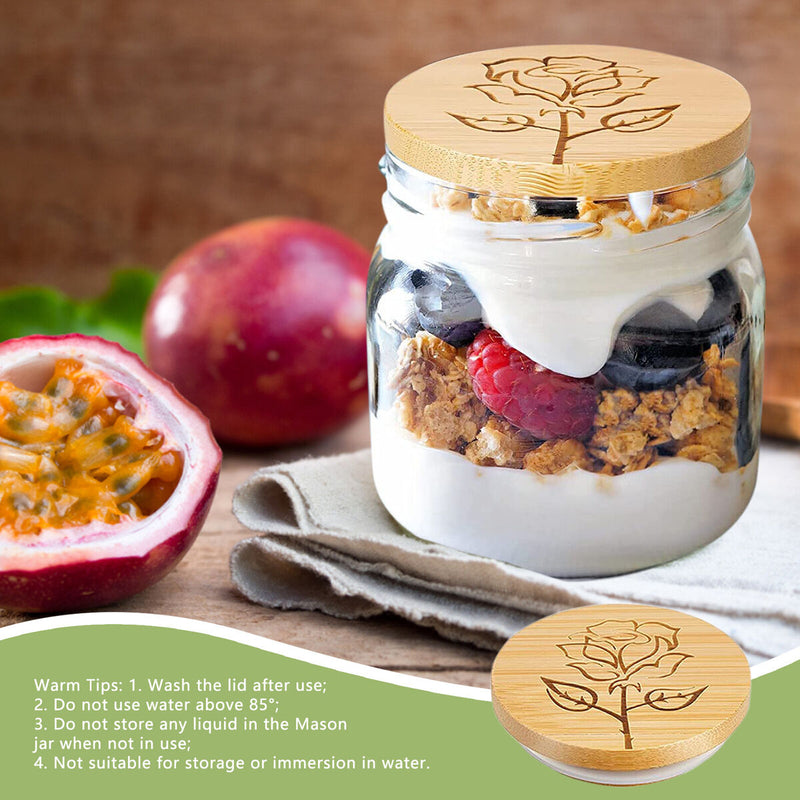 Bamboo Mason Jar Lids Reusable for Regular Mouth 68MM Tops Set 8 Packs