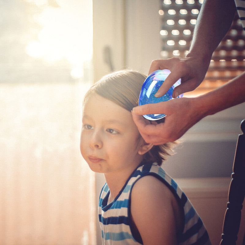 Round Shape Hair Comb Egg Sequin Anti-Static Massage Styling Brush (Blue)