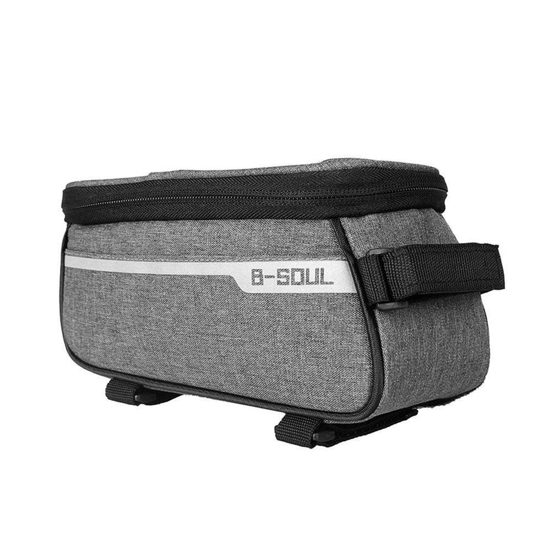 Waterproof Bicycle Front Tube Bag 6in Phone Touch Screen Saddle Bag (Grey) Newly
