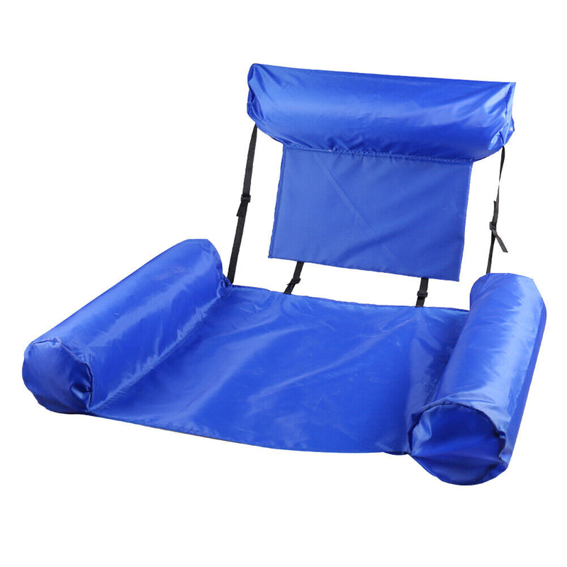 Floating Row Swimming Pool Inflatable Folding Water Hammock Bed (Dark Blue)