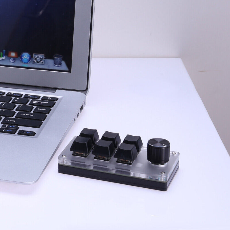Macro Keyboard 6 Key 1 Knob Bluetooth-compatible Mechanical Keypad (Black)