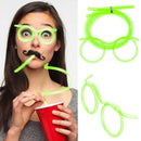 Flexible Soft Plastic Glasses Straw Kids Party Unique Drinking Tube (Green)
