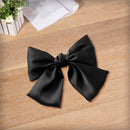 Ribbon Bow Hair Tie Rope Women Girl Satin Hairband Ponytail Holder (Black)