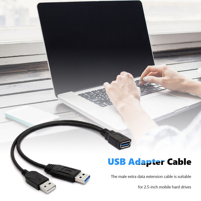 USB 3.0to Dual USB Extra Power Data Extension Cable for 2.5 inch External HDD