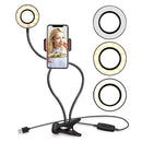 Photo Studio Selfie LED Ring Lamp w/ Phone Holder Bracket for Live Makeup Lig