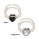 Crystal Double Layer Heart-shaped Aadjustable Jewelry Popular Accessories Ring