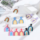 Gradient Rainbow Colors Dangle Drop Earrings Clay Earrings Arched Candy Color