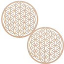 Wooden Wall Sign Slice Wood Base Flower Of Life Energy Mat Flower of Life Shape