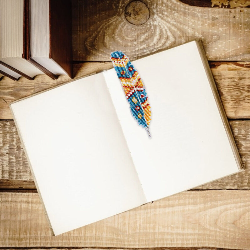 12CT 2 Strands Feather Double-Sided Counted Cross Stitch Bookmark Kit (A)