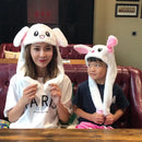 Rabbit Women Hat Beanie Plush LED Glowing Light Moving Bunny Earflaps Warm Caps