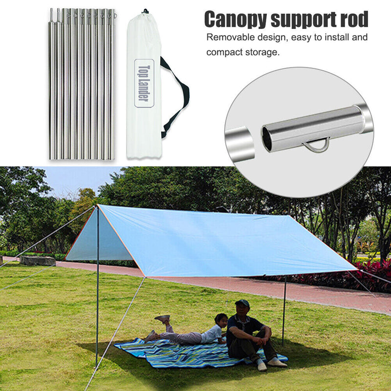 10pcs Outdoor Camping Tent Awning Pole Aluminum Adjustable Canopy Support R