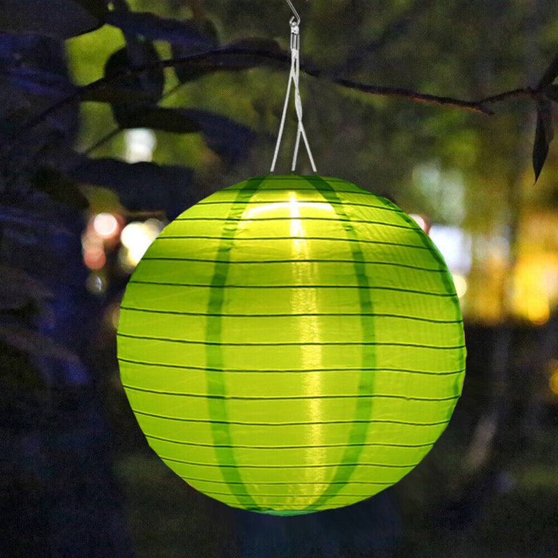8 inch LED Round Solar Lantern Waterproof Pendant for Garden Decor (Green)