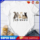 Cat Friends Print T-Shirt Cute and Funny Cat Pattern Short Sleeve Top-01398