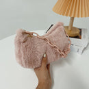 Retro Women Acrylic Chain Plush Underarm Bag Casual Handbags (Light Pink)