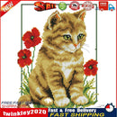 DIY Needlework 11CT Art Stamped Canvas Kit Cross Stitch Craft (Cat) Newly