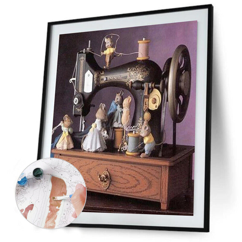 Digital Paint Sewing Machine Painted By Numbers On Canvas Decor M195