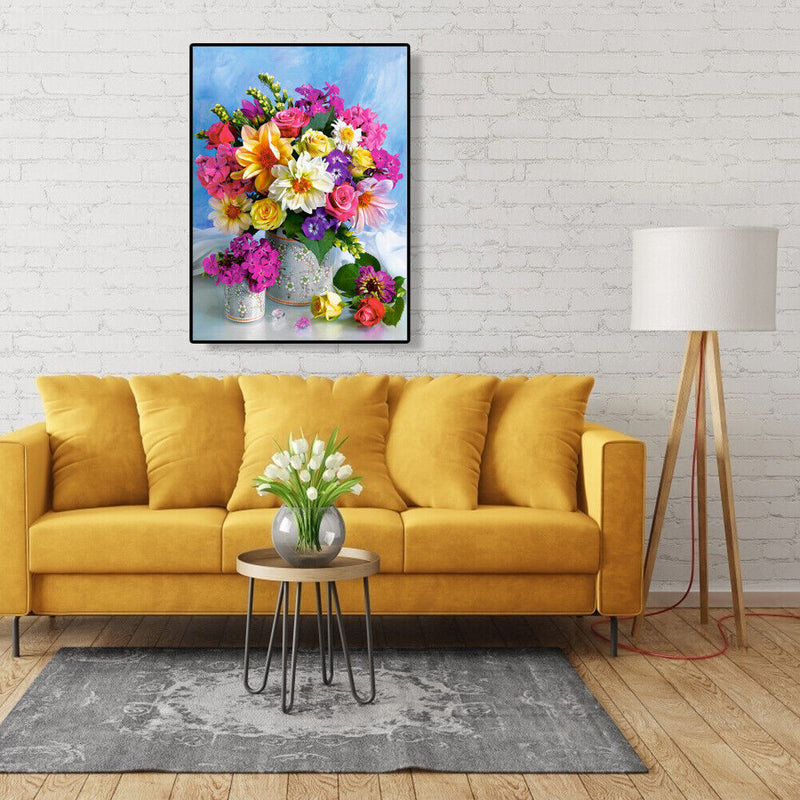 Painting By Numbers Kit DIY Colorful Flower Canvas Oil Art Picture Craft
