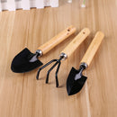 3 Piece Set Mini Garden Shovels and Claw Tool with Wooden Handles Newly