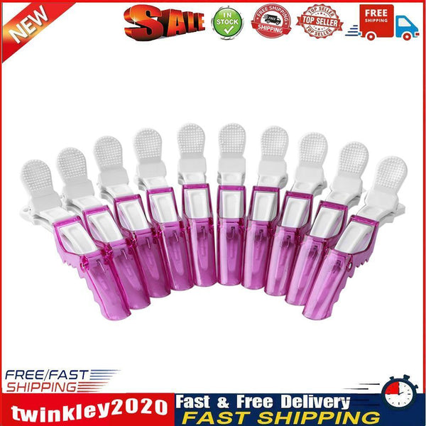 10pcs Plastic Salon Hair Clip Set Hairdressing Crocodile Hair Grip (Pink) Newly