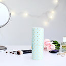 PU Leather Stars Printing Makeup Brush Holder Portable Cosmetic Cup (Blue) Newly