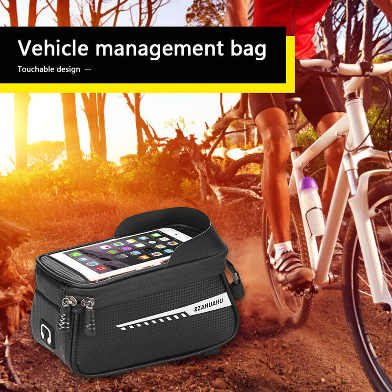 Mountain Bike MTB Top Tube Bag Waterproof Cycling Front Touch Screen Phone Pouch