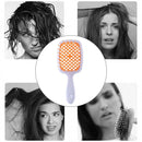 Wide Teeth Air Cushion Comb Scalp Massage Salon Hair Brush (White Orange)