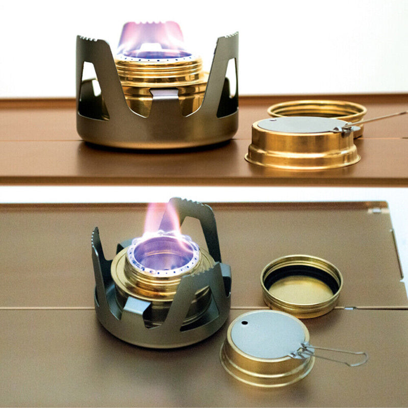 Portable Mini Alcohol Stove Burning w/ Stand Camping Cooking Furnace (Gray)