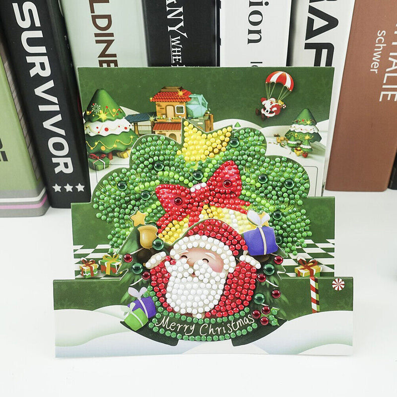 Santa Claus 5D DIY Special Shaped Diamond Painting Greeting Card Handmade Cards