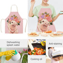 Kitchen Pink Aprons for Women Men Household Piggy Aprons Linen Cook Tablier