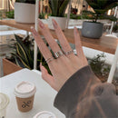 Rock Geometry Women Opening Circular Rings Set Stack Plain Band Gothic Punk