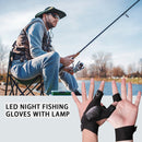Outdoor Fishing Fingerless Gloves LED Flashlight Camping Hiking Cycling Gloves